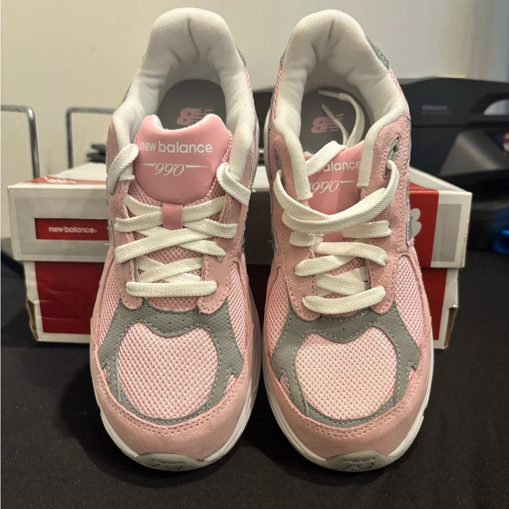 New Balance Kids 990 Pink and Gray Running Shoes (rare) KJ990PGG Size 5.5 - Picture 4 of 6